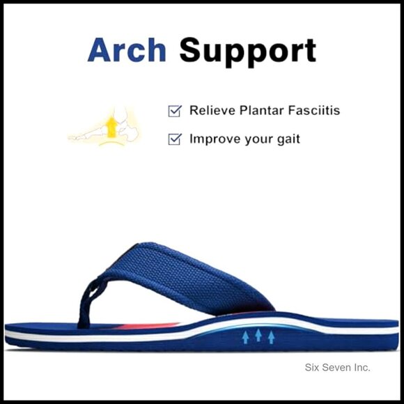 Men\'s Arch Support Flip Flops Quick-Dry EVA Woven Straps Beach Sandals